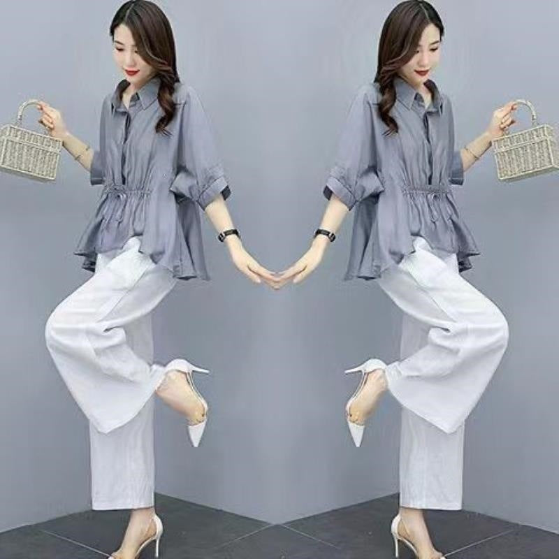 Pantalon à large jambe Casual Chic Plus de taille Linge de maison avec un drap d'écoulement