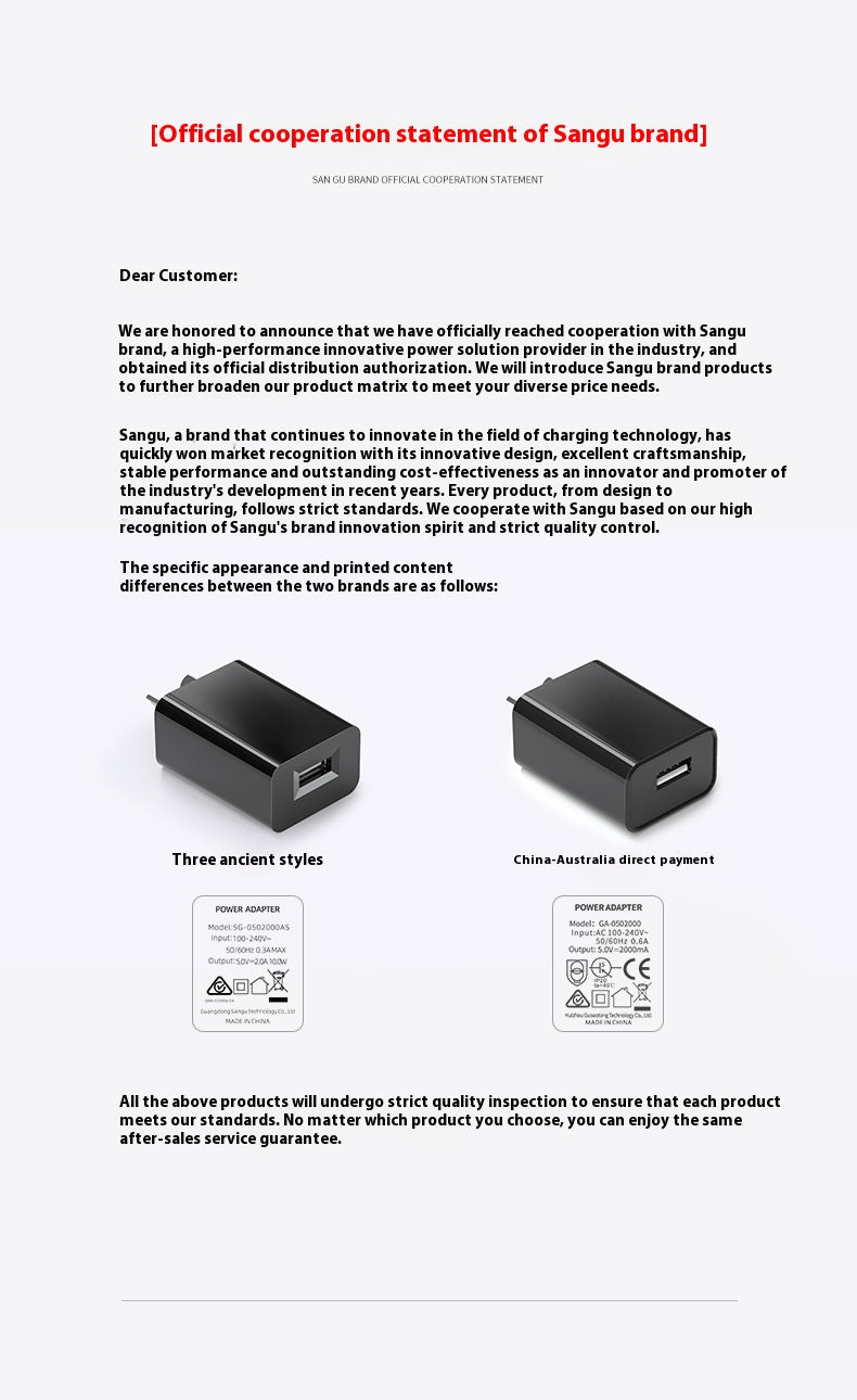 5V1A 5V2A Chargeur de téléphone portable australien standard Australie Universal Phone