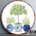 Vintage Lemon Tree Wall Art 8x8in Mediterranean Round Sign