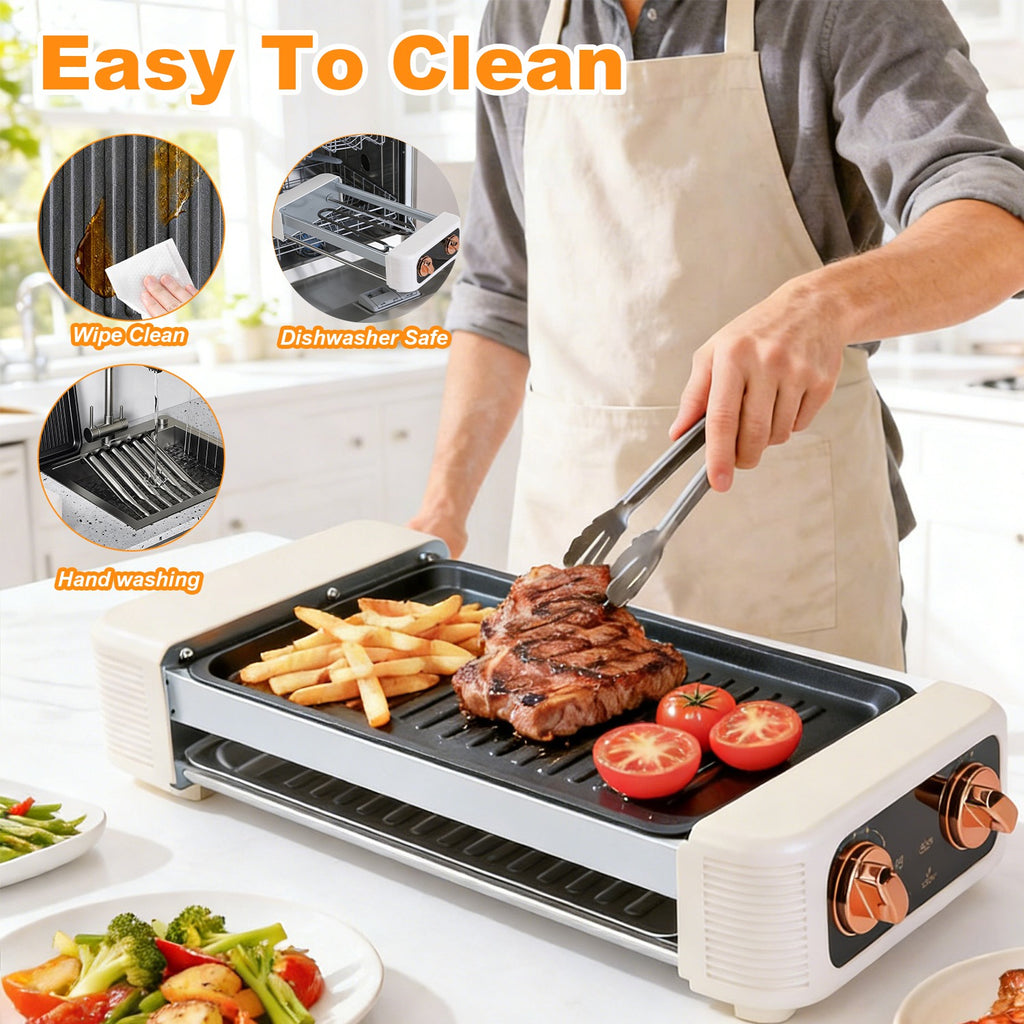 3 En 1 Électrique Rouleau de chien Machine avec Grill & Gridle 6-Roller Chef de chien sans fumée Non-