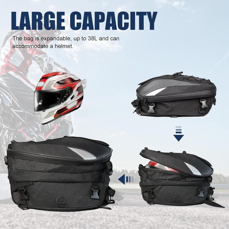 Siège arrière de moto Casque Grande capacité Cyclisme Sac à dos de voyage étanche Sac arrière Kni