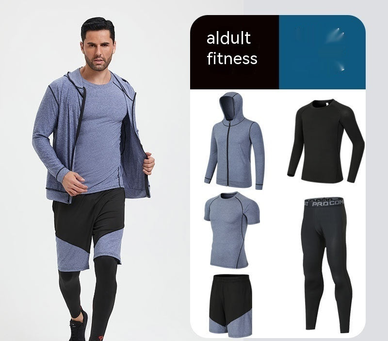 Fitness Suit Homme Running Night Running Sports Séchage rapide Cinq-pièces Foo