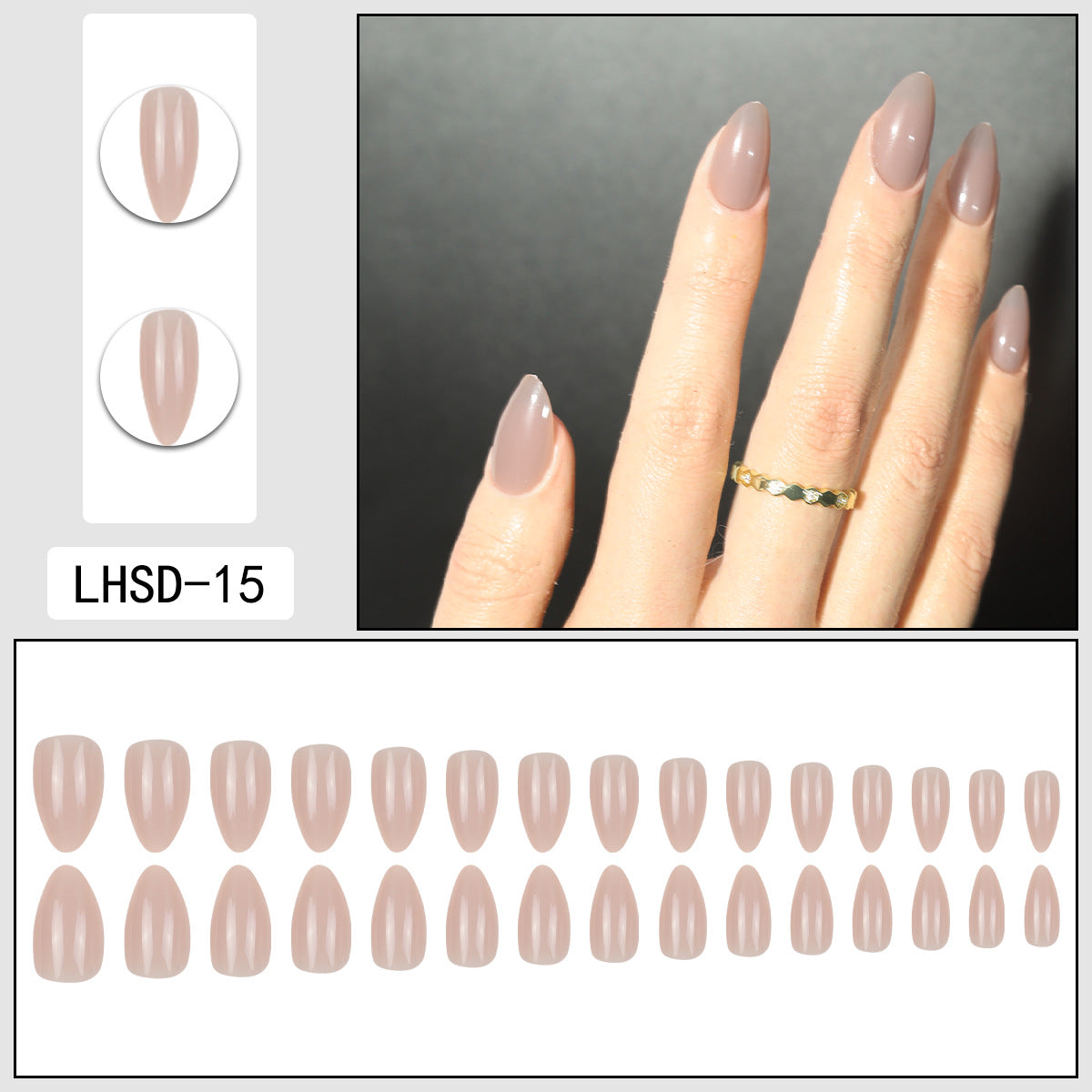 Femmes Glossy Portable Nails artificiels de couleur solide