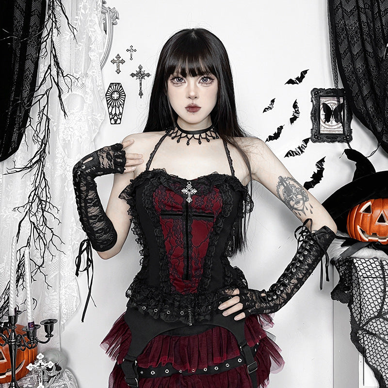 Haut de réservoir polyvalent de style gothique Halloween Chic et sexy