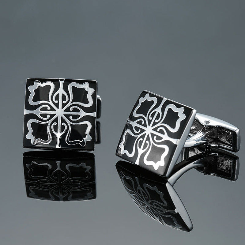 Rose d'herbe Or et Argent Motif Boutons de manchette