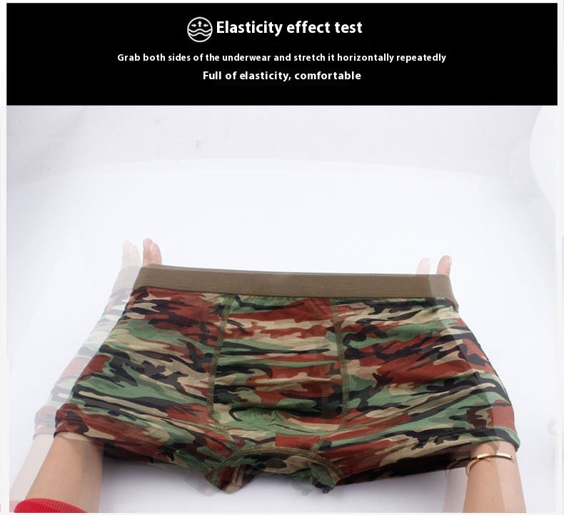 Sous-vêtements pour hommes Camouflage Boxers respirants modaux Boxers imprimés de taille moyenne