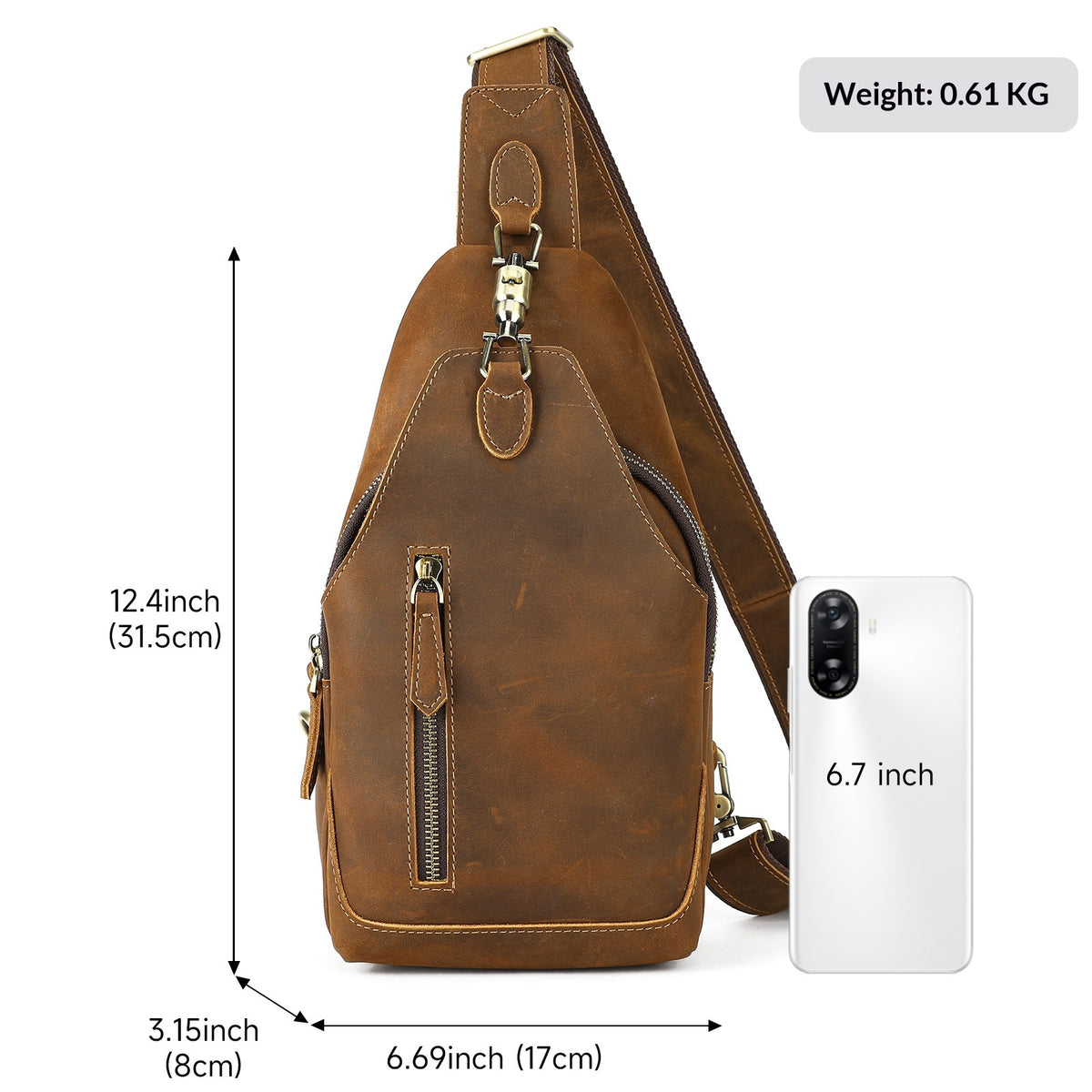 Ma Pi Mens Coffret sac en cuir véritable Vintage Lock-Clasp Avant Pack élégant Commuter devrait