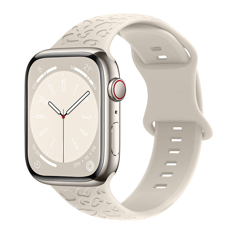 Applicable à Iwatch1-9 Generationultra3 Solid Color Leopard 8 mots Bracelet en silicone Buckle