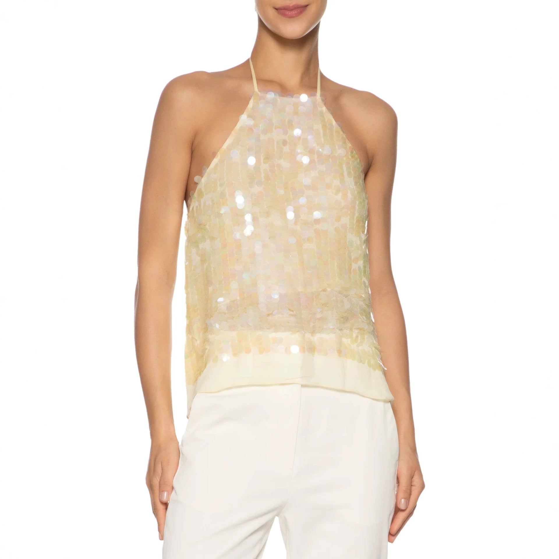 Sangle Sequin Halter Top pour les femmes