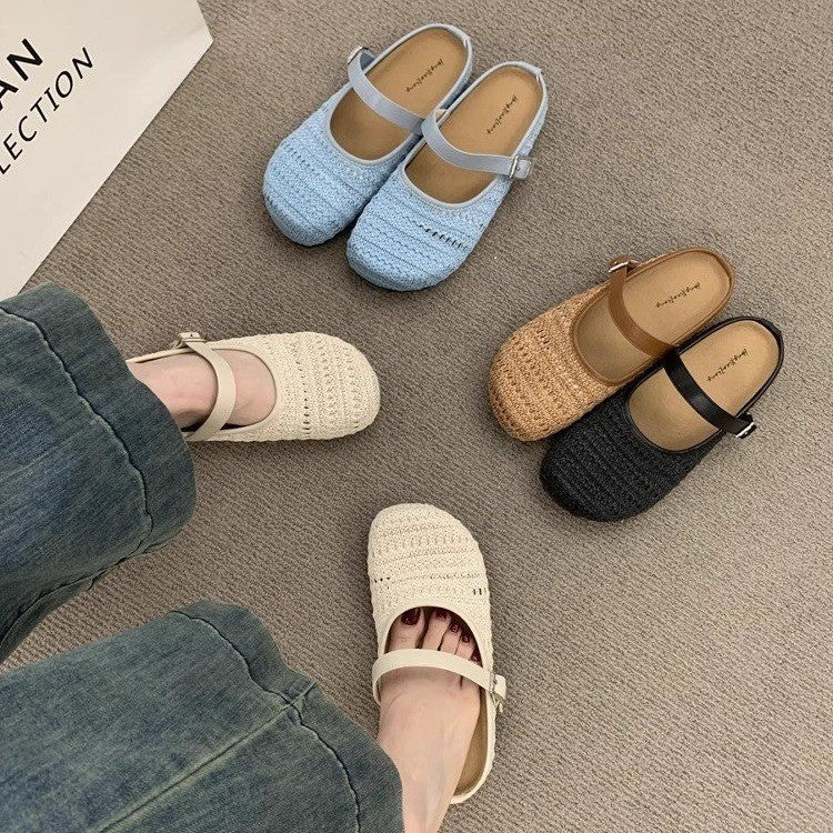 Mules retro de style forestier tissées à la main