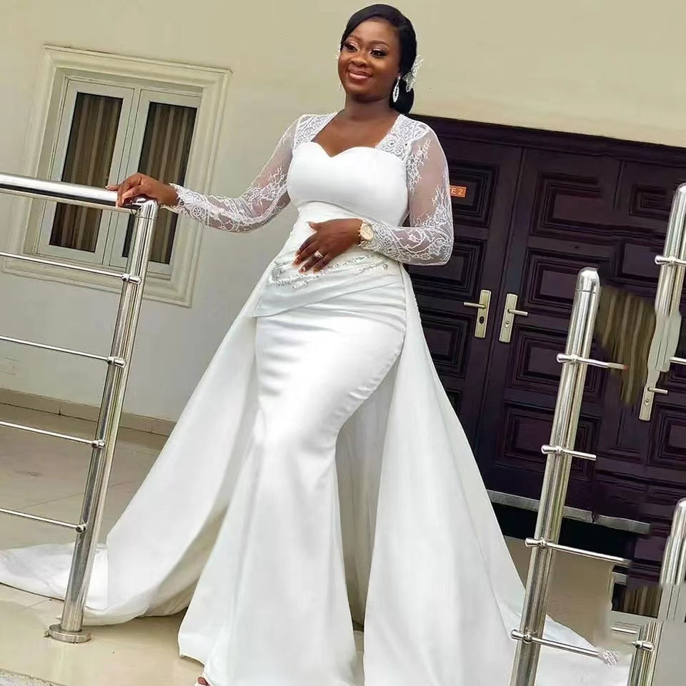 Robe de mariée de soirée satinée blanche Slim High Waist