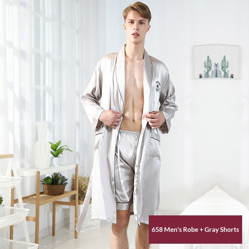 Chemise de nuit à col mandarin glacé Et Pajama Pantalons à la maison