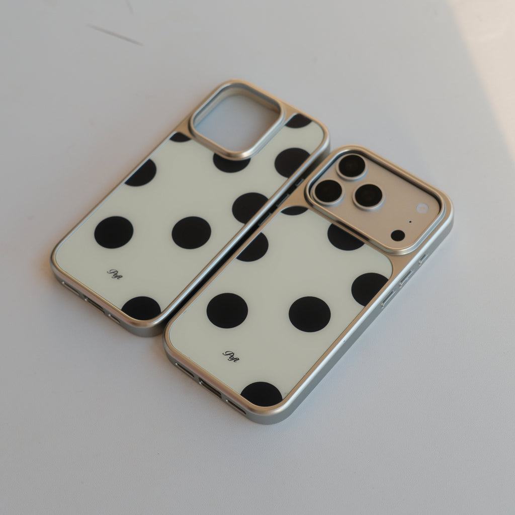 Boitier de téléphone magnétique en verre givré rétro-polka-point