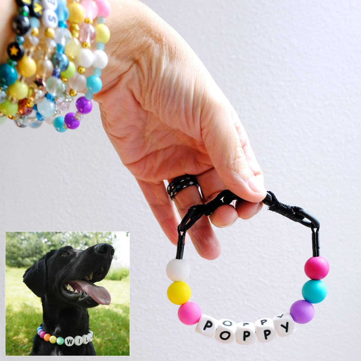 Pet Perled nom collier avec bracelet ensemble collier de chien personnalisé avec perles bricolage nom chien lettre