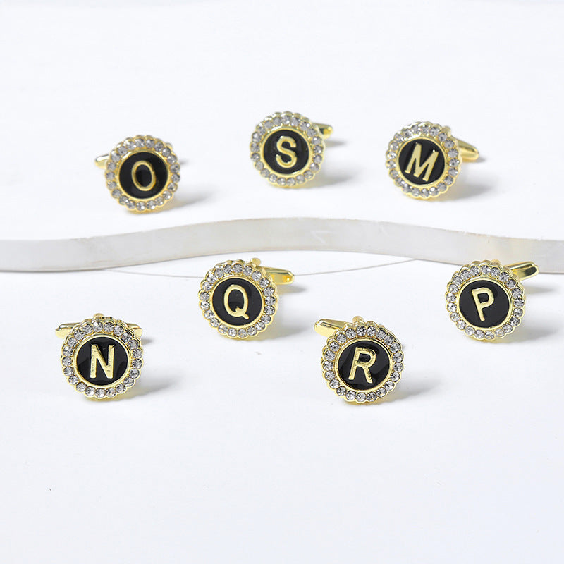 Rond Diamant French Cufflinks 26 lettres pour hommes