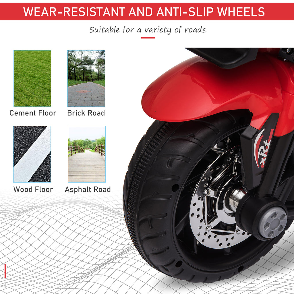 Jouet de moto électrique rouge 6V pour enfants avec phares en corne de musique