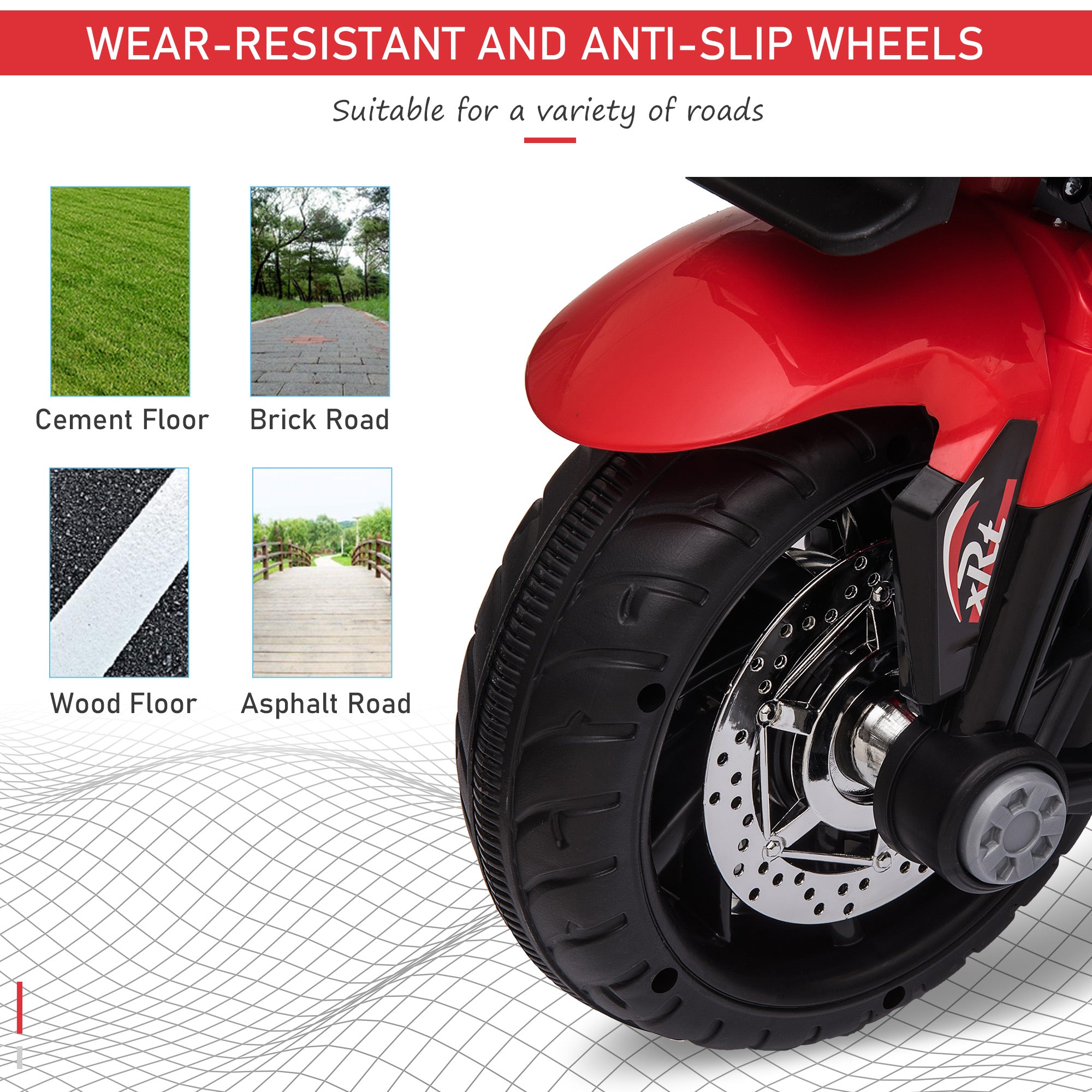 Jouet de moto électrique rouge 6V pour enfants avec phares en corne de musique