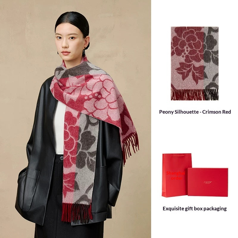 Femmes Merino Laine Jacquard Épaisseur haut de gamme Col d'hiver chaud
