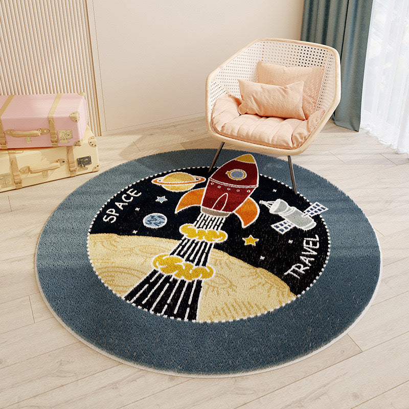 Cashmere-like Round Floor Mat Chambre à coucher mignon Rond Absorbant Non-dérapant Salon