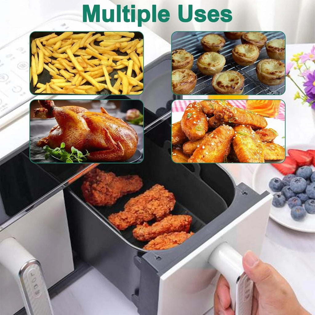 2x Air Fryer Silicone Pot Rectangle Bac de cuisson Liners de panier Insert