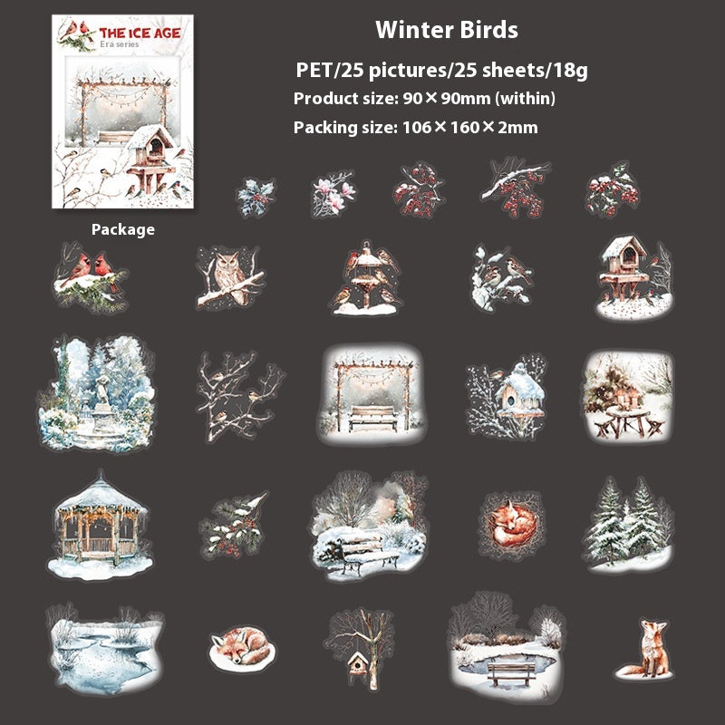 Belle journée d'hiver animal paysager PET Sticker Bag