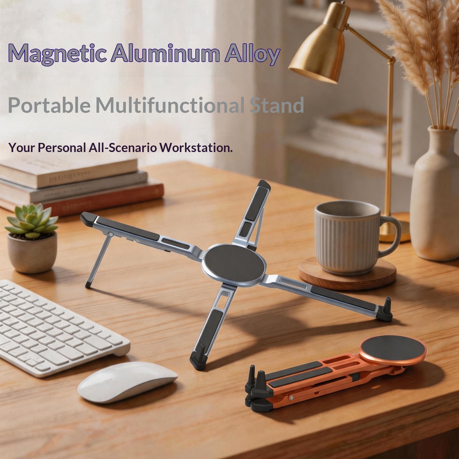 Support portable de téléphone en aluminium magnétique multifonctionnel