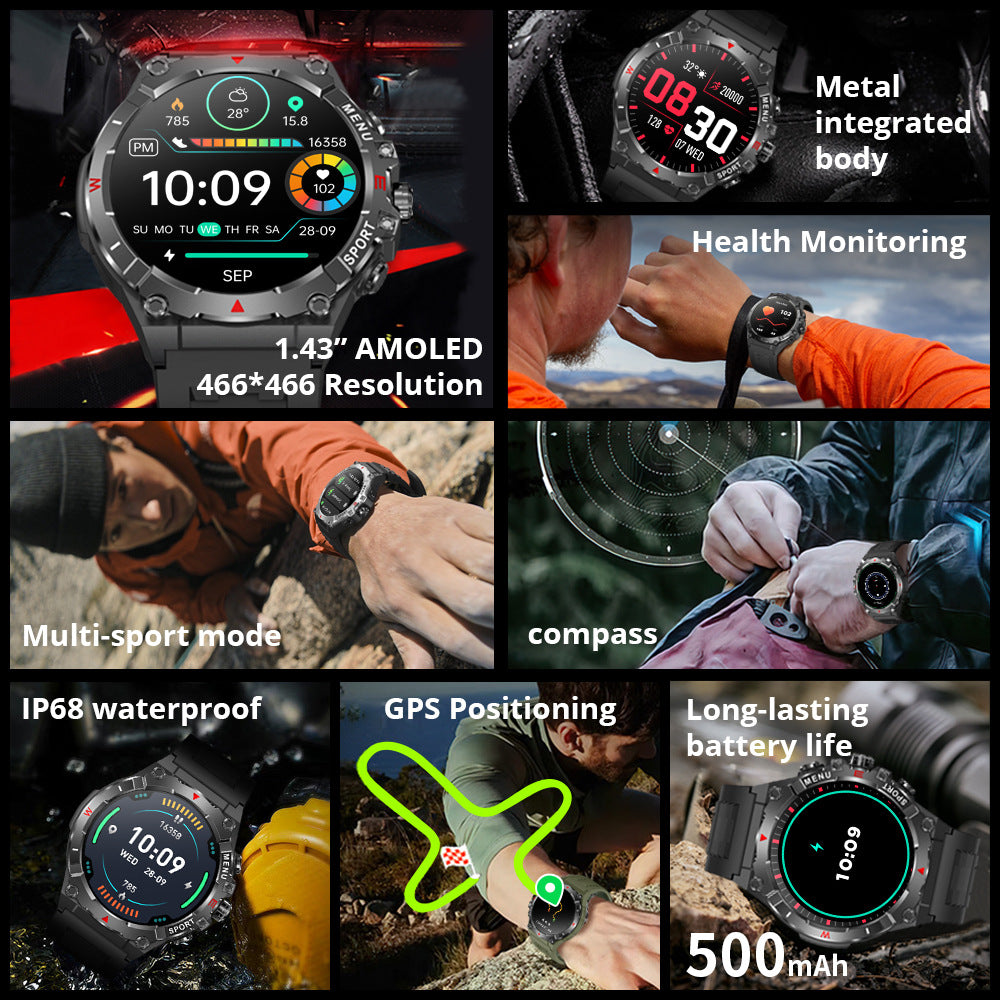 V76 GPS Watch integrated GPS Compass Barometric altimeter