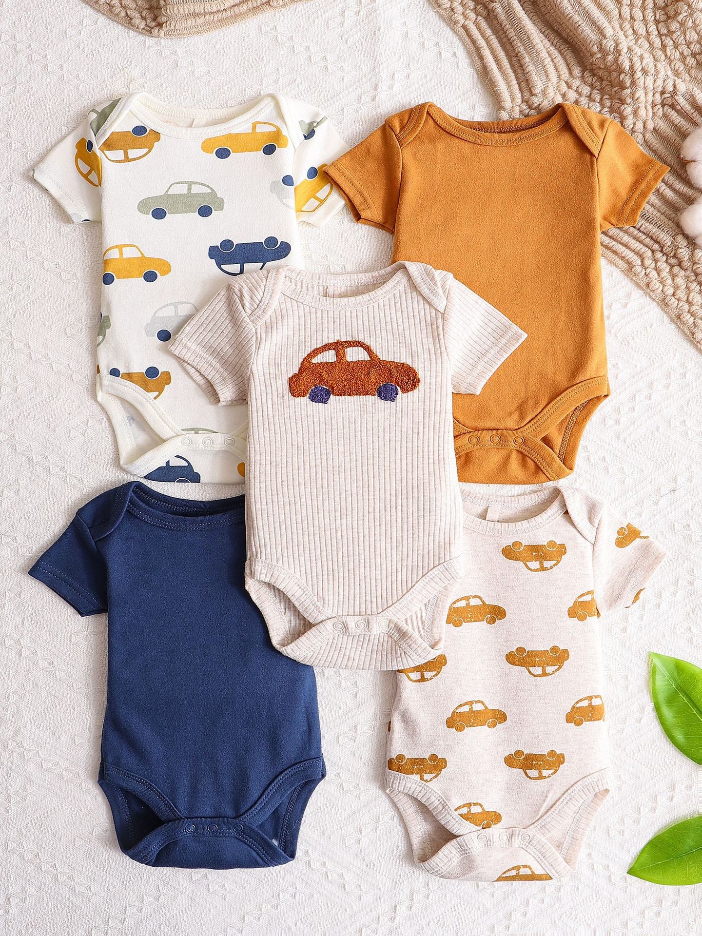 Cute Romper Ensemble cinq pièces de combinaison bébé à manches courtes