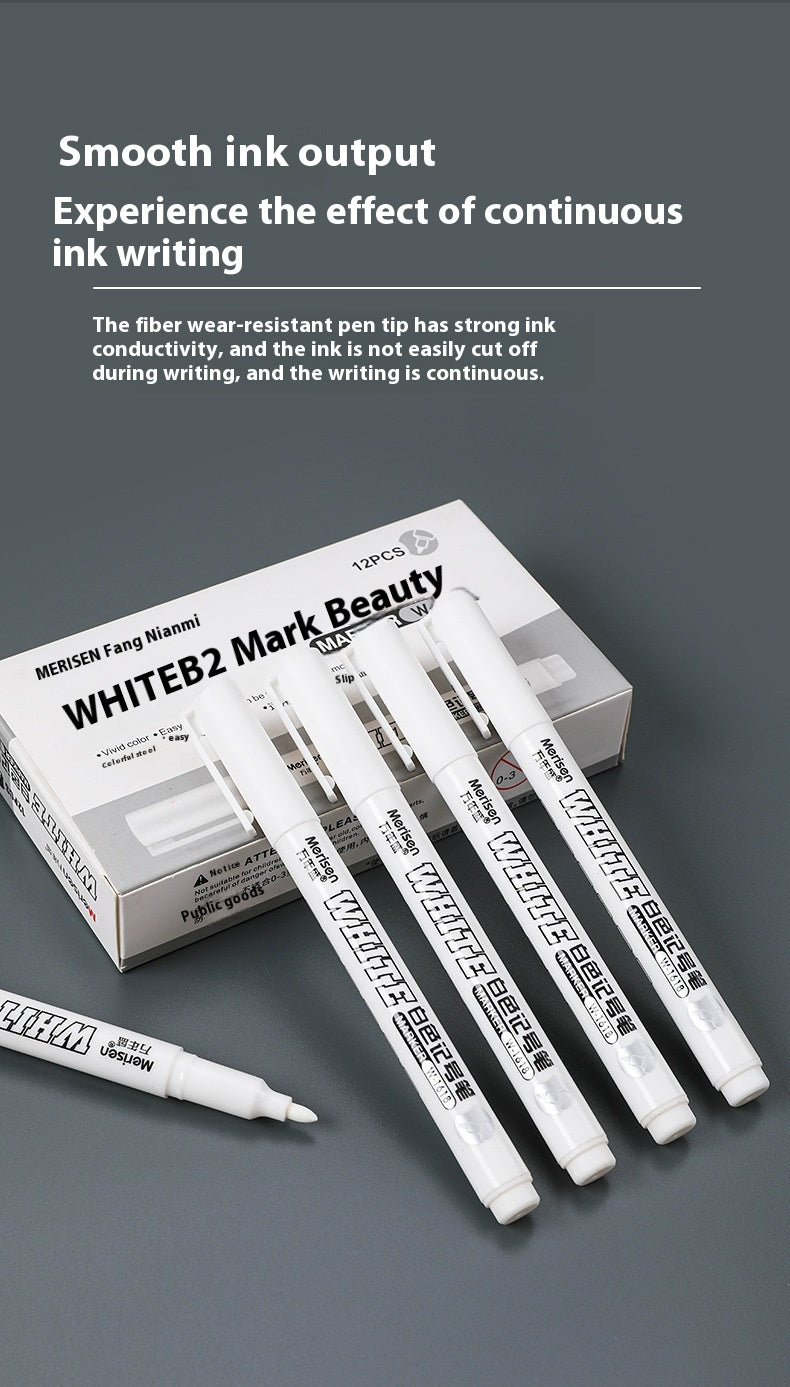 Super blanc éblouissant tête fine séchage rapide stylo de peinture étanche