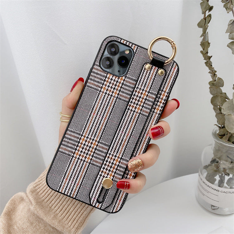 Cute Retro Plaid Strap Bracket Coque de téléphone