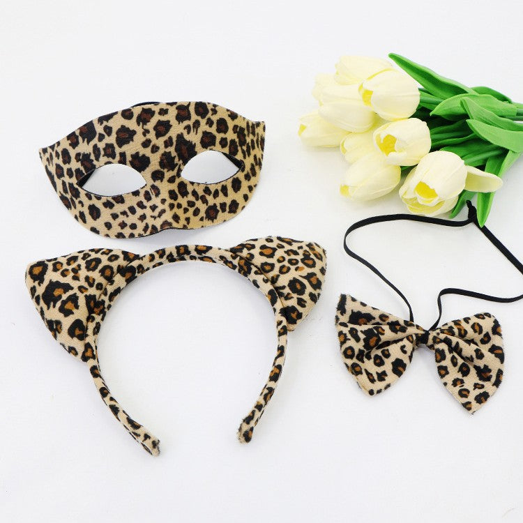 Halloween Leopard imprimé demi visage Masque jeu de bandeau