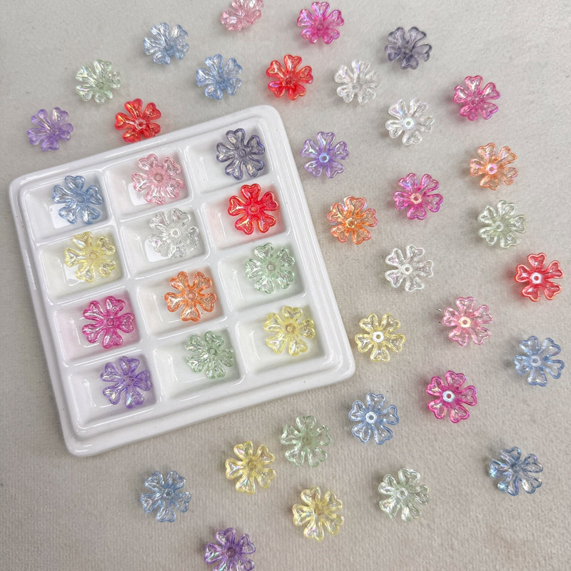 Perles de fleurs en acrylique 5-Petal