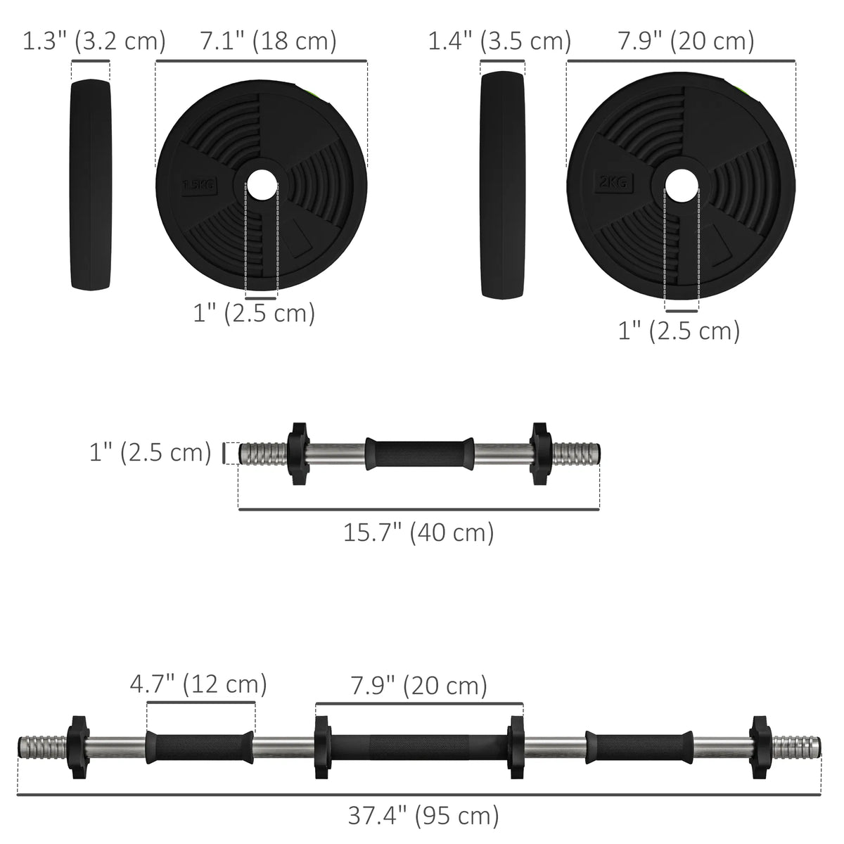 33LBS 2-en-1 Réglable Barbell & Dumbbells Set