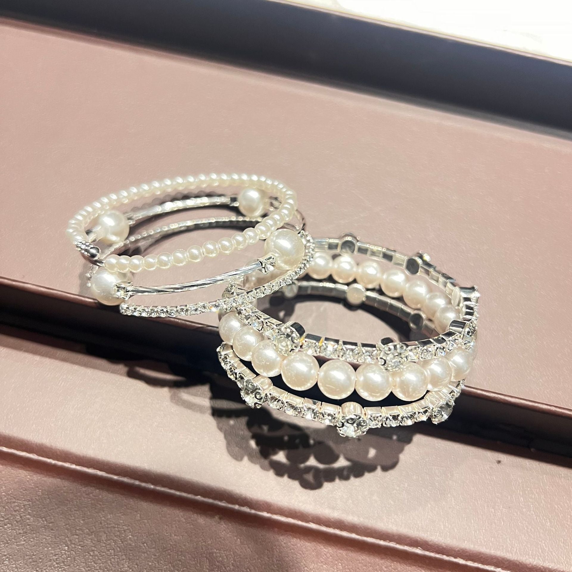 Bijoux de vente chaude Pearl Full Diamond Bracelet élastique Grand Bracelet en Strass Mariage