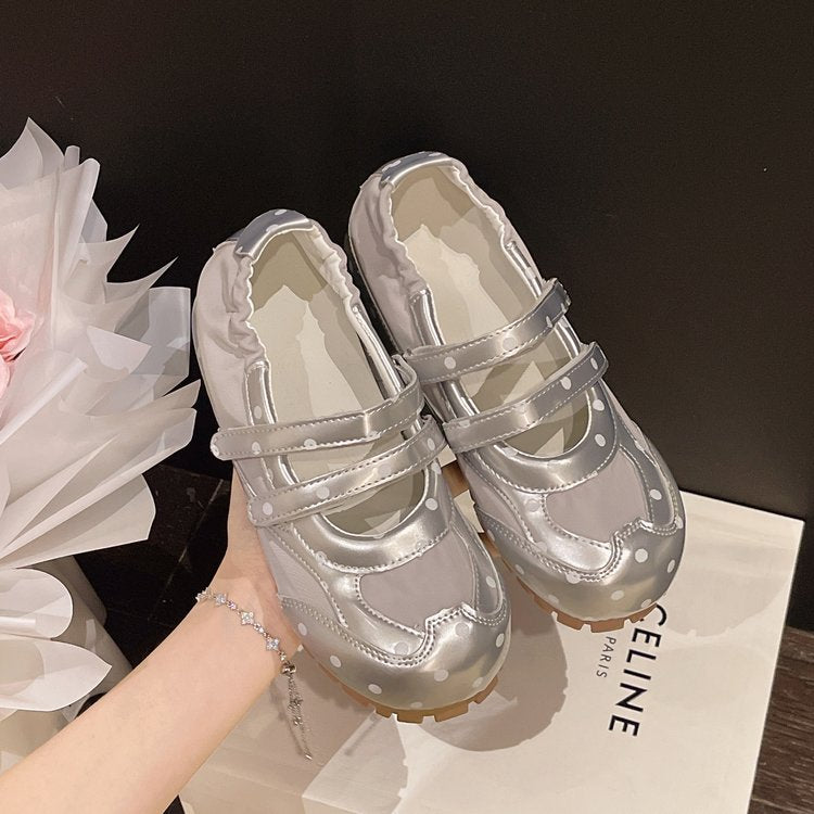 Femmes Sweet Polka Dot Velcro Allemand Chaussures de formation Robe de printemps Matching Fashionable Versa