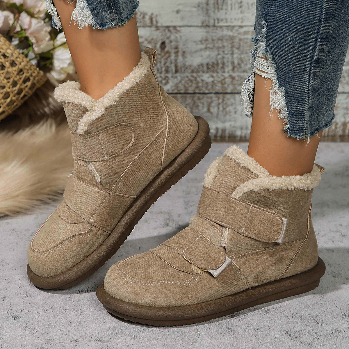 Bottes de neige chaudes doublées de polaire pour femmes