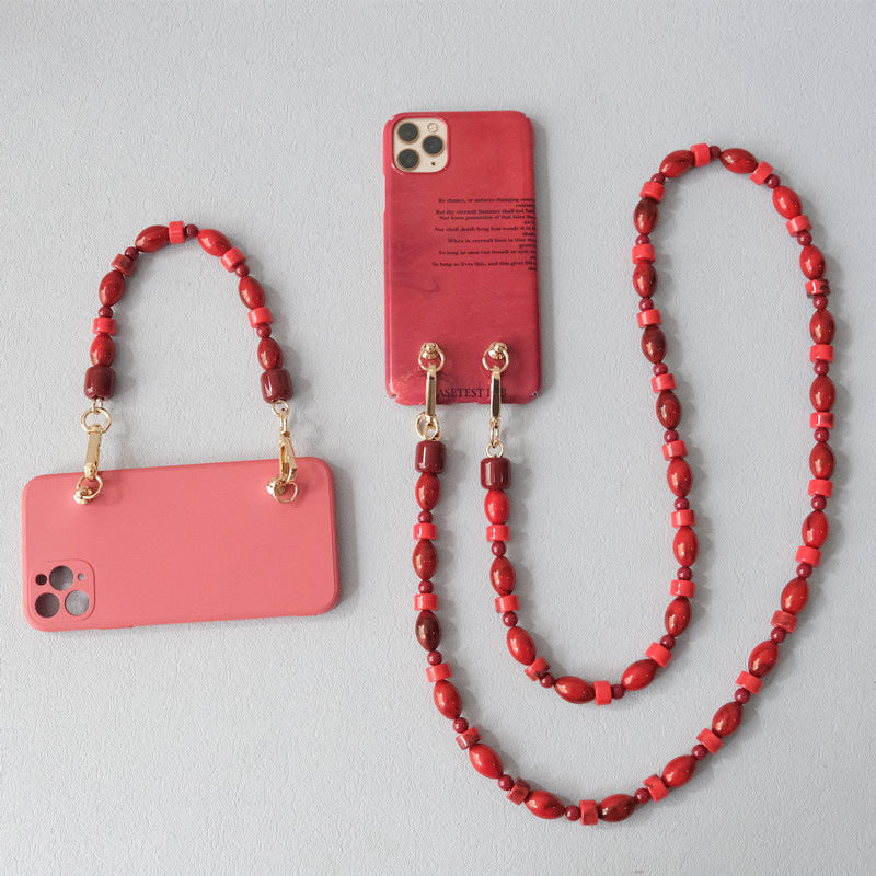 Accessoire à chaîne de perles rouges à la mode Crossbody Lanyard Bag