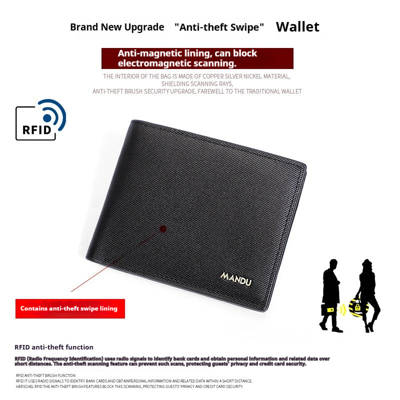 Homme PU Twill court antivol pivotant multifonctions pièces Purse