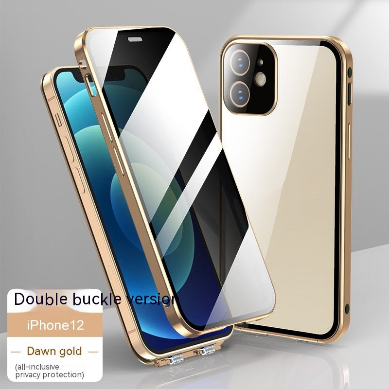 Cas de téléphone applicable Double-face Buckle Glass Privacy