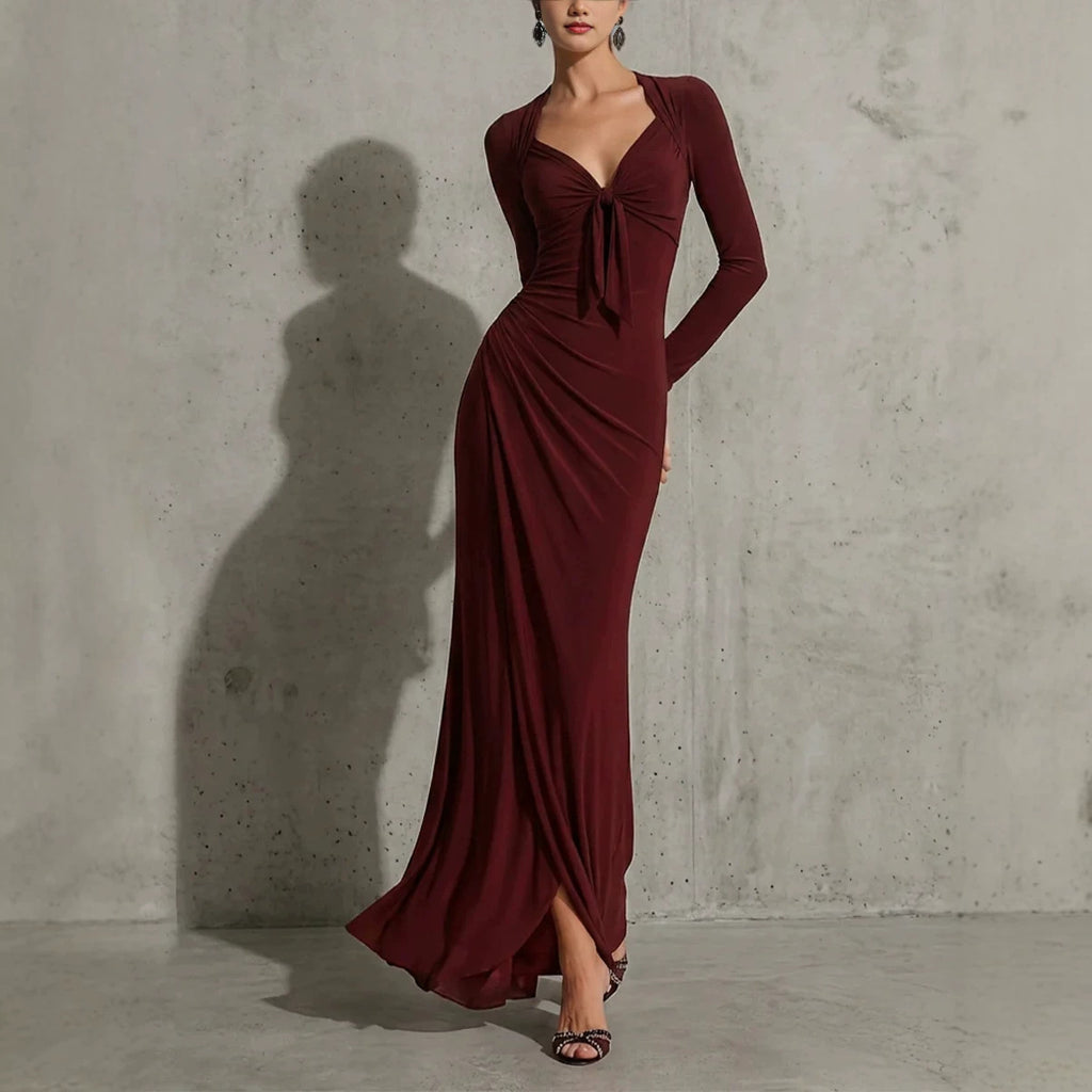 Robe Maxi en col V pour femmes