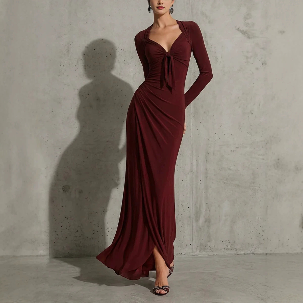 Robe Maxi en col V pour femmes