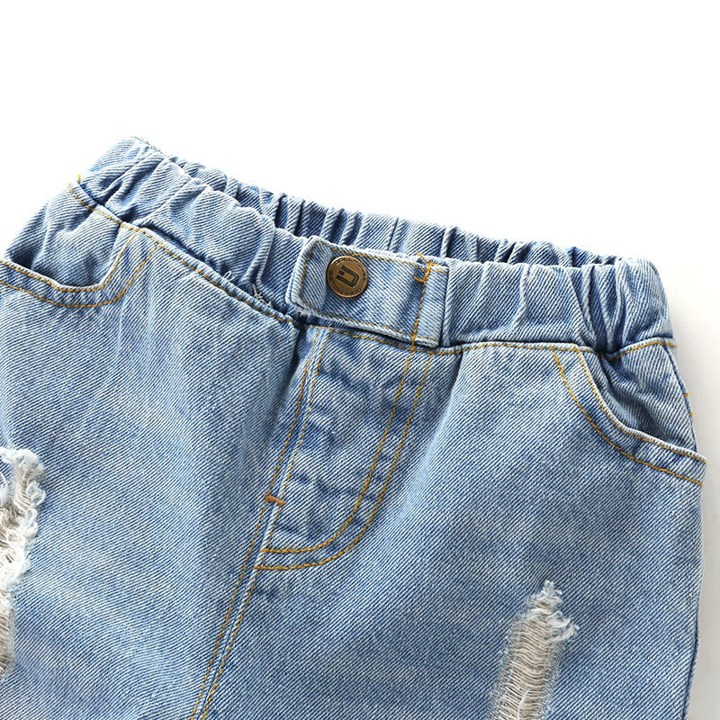 Pantalon pour enfants Ripped Jeans Printemps et Automne
