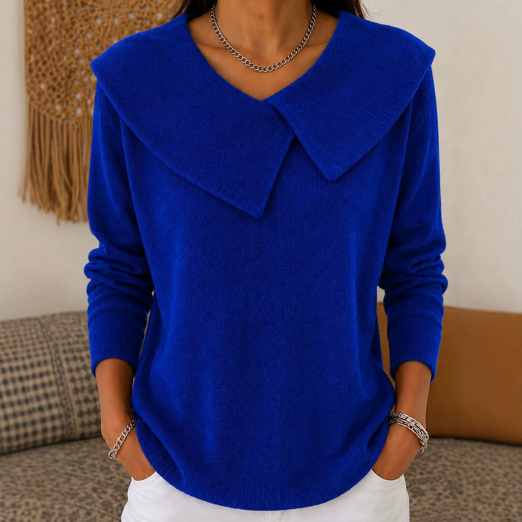 Slim-fit col V Sweater Versatile Solid-color Knit Top