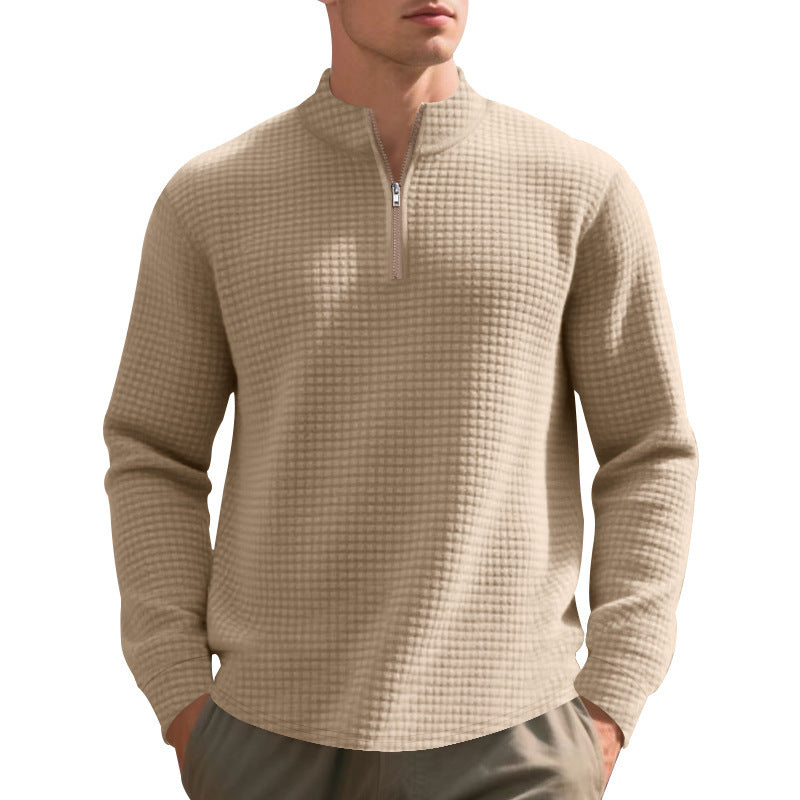 European And American Fashion Half Zipper Small Square Sweepshirt Hommes Printemps Et Automne