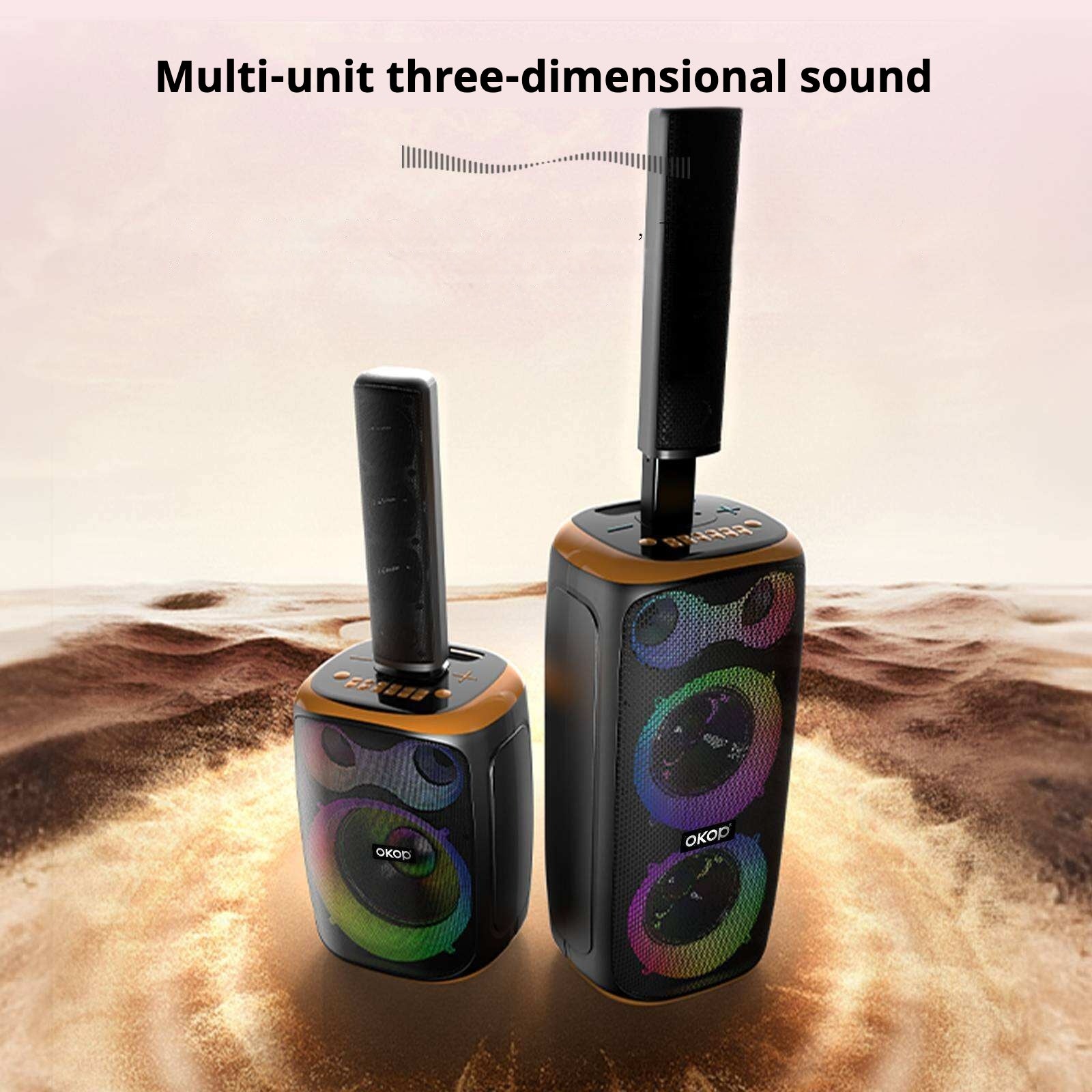 KP-8008 Haut-parleur Bluetooth sans fil 120W Haut-parleur double microphone haute puissance Karaoké Portable Outdoo
