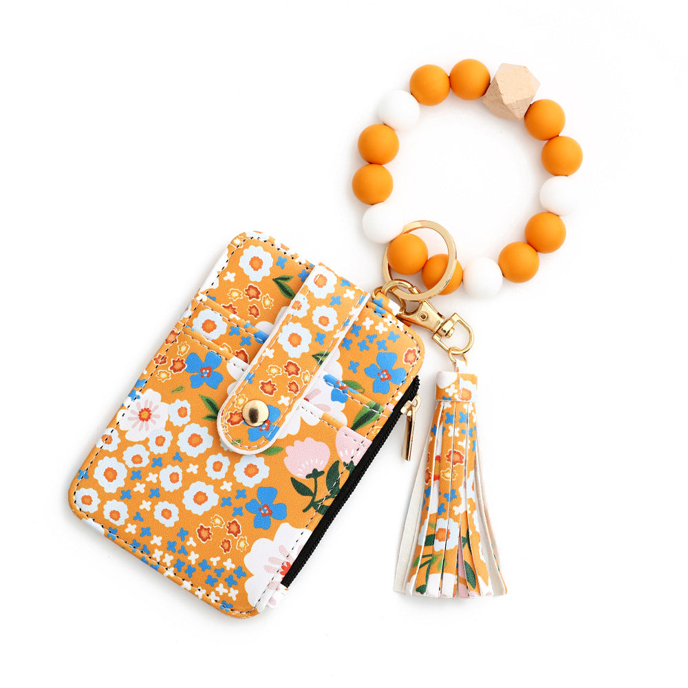 Sac de cartes en cuir imprimé floral pour femmes