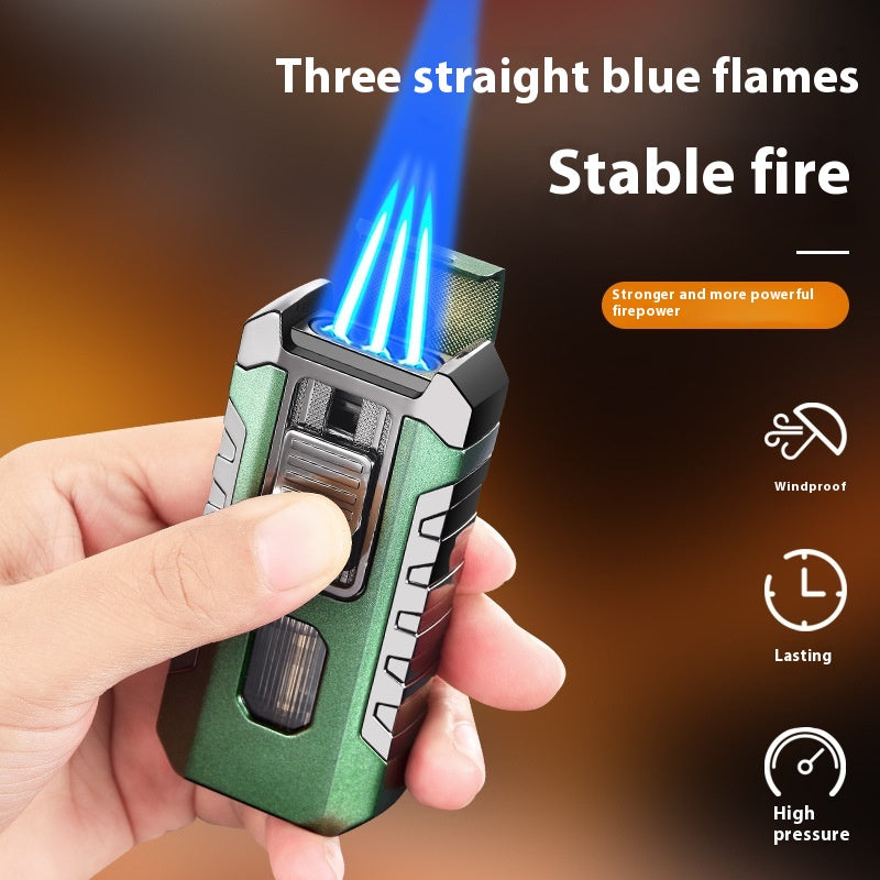 Trois lumières de flamme bleu feu droit