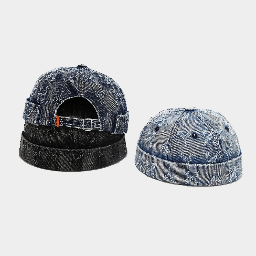 Été hommes et femmes Fringed Dark-patterned Lettered Soft-brim Ajustable tendance Fashi