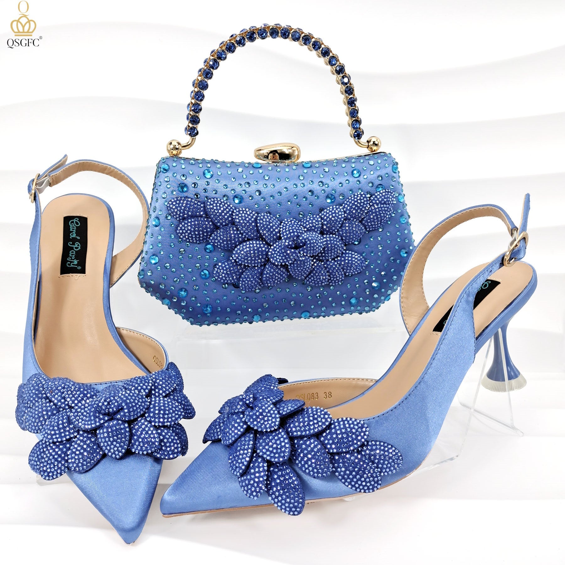 Ladies Party Chaussures Sac Set main feuille décoratif vin talon