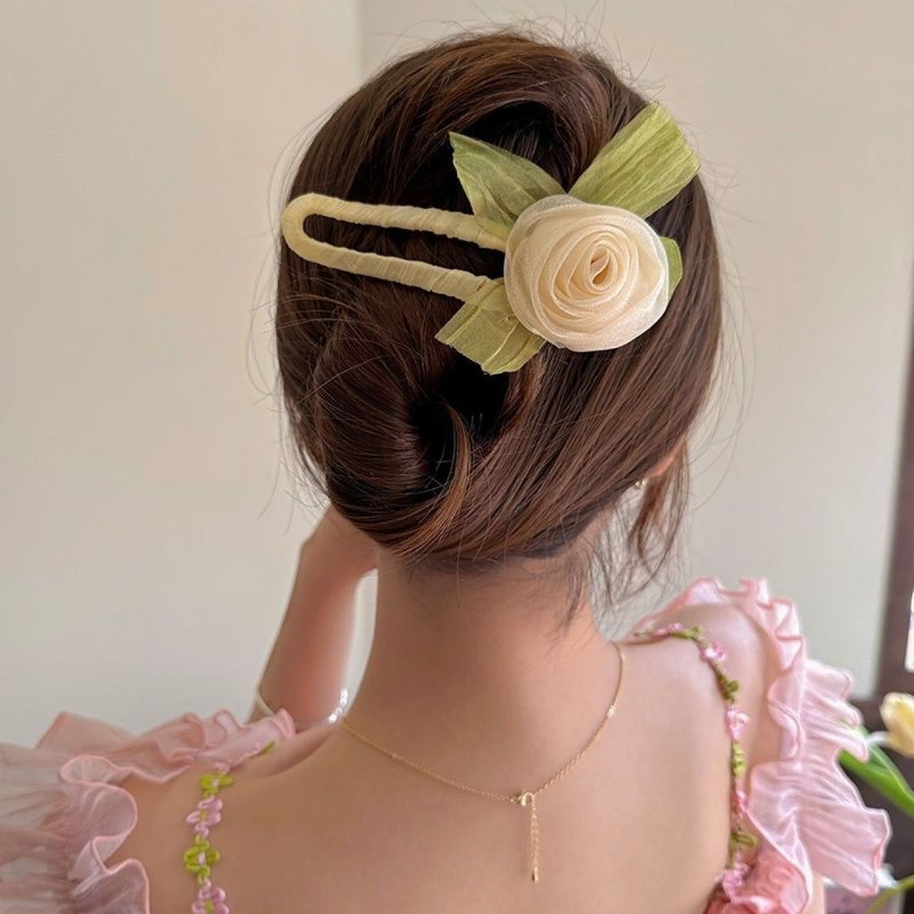Grand Clip pour cheveux Mesh Rose Accessoire pour femmes